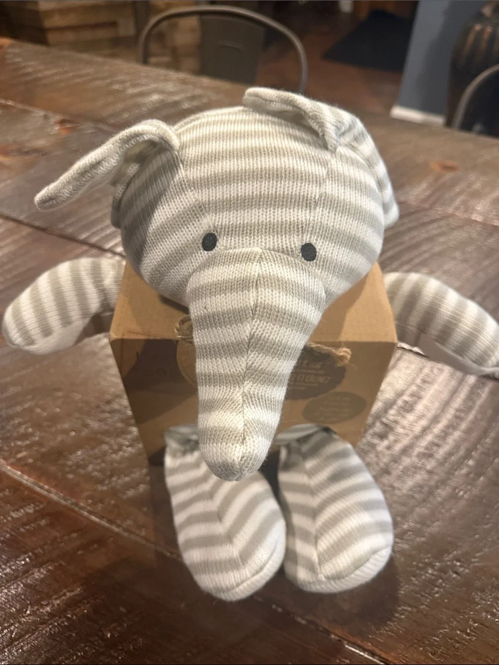 Striped Gray Elephant heat and hug